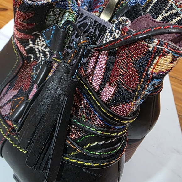 L'ATISTE Vintage Leather Boho Floral Ankle Boots Sz 37 7 - Picture 3 of 7